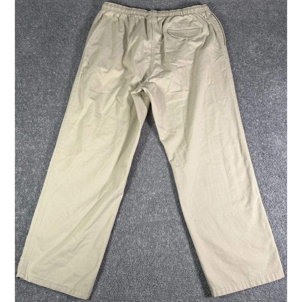 Vintage Lands End Pants Mens 36x29 Beige Elastic Waist Drawstring Chino USA Made